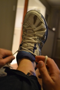 Putting on Netball Shoes